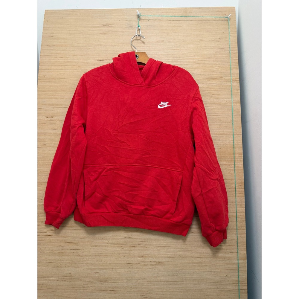 Nike Sportswear Hoodie Red Pullover Logo Fleece XL 6455